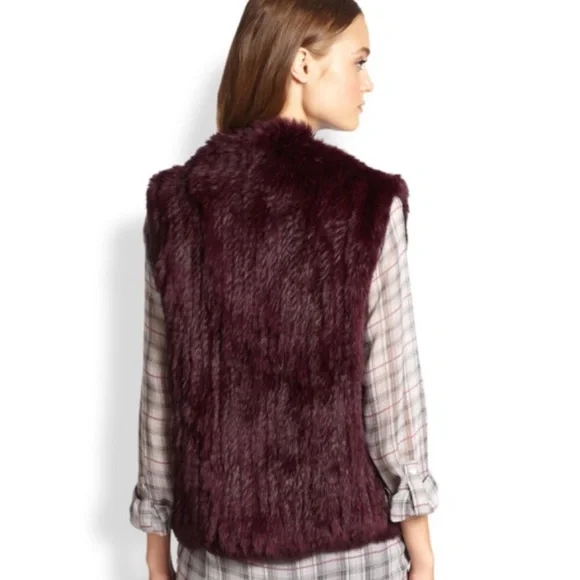 Joie burgundy fur vest, Small - Picture 4 of 10